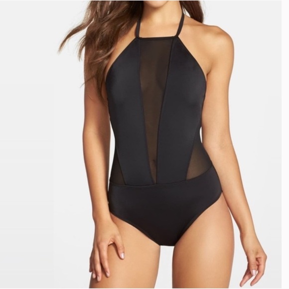 Ted Baker Other - Ted Baker | Black Mesh Deep-v Plunge Swimsuit Sz 8